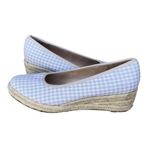 LifeStride Expadrille Wedge Heels Cork Closed Toe Canvas Beige Size‎ 9W.